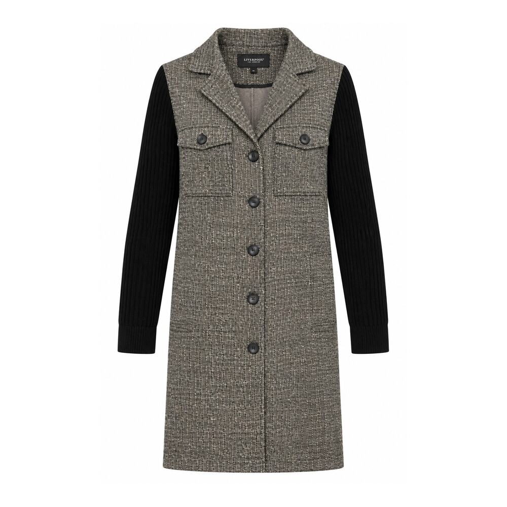 Liverpool Small Herringbone Coatigan Sweater Sleeve Preppy Longline Jacket